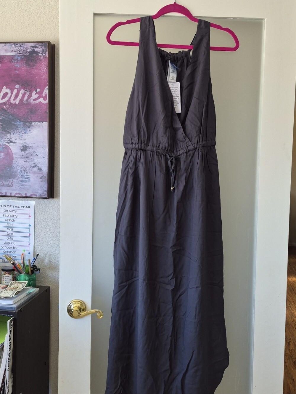 Swimsuits For All Gray Sleeveless V-Neck Maxi Coverup with Drawstring